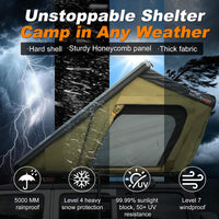Naturnest Rooftop Tent Hard Shell, Easy Set up Pop up Tent for 2 Person Camping, Waterproof Uv-Resistant Blackout Privacy 4 Season Tent for Truck, Jeep, SUV, Van, Trailer - Polaris 2
