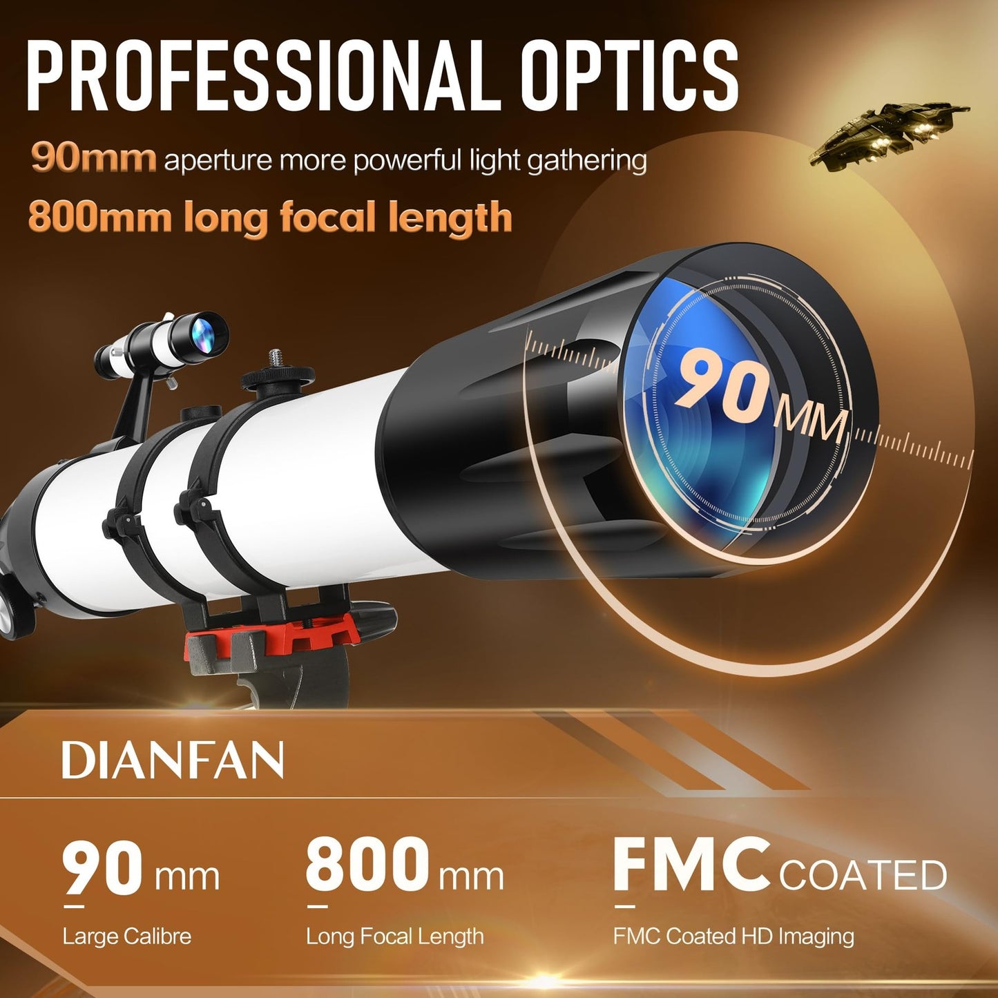Dianfan Telescope,90Mm Aperture 800Mm Telescopes for Adults Astronomy,Port