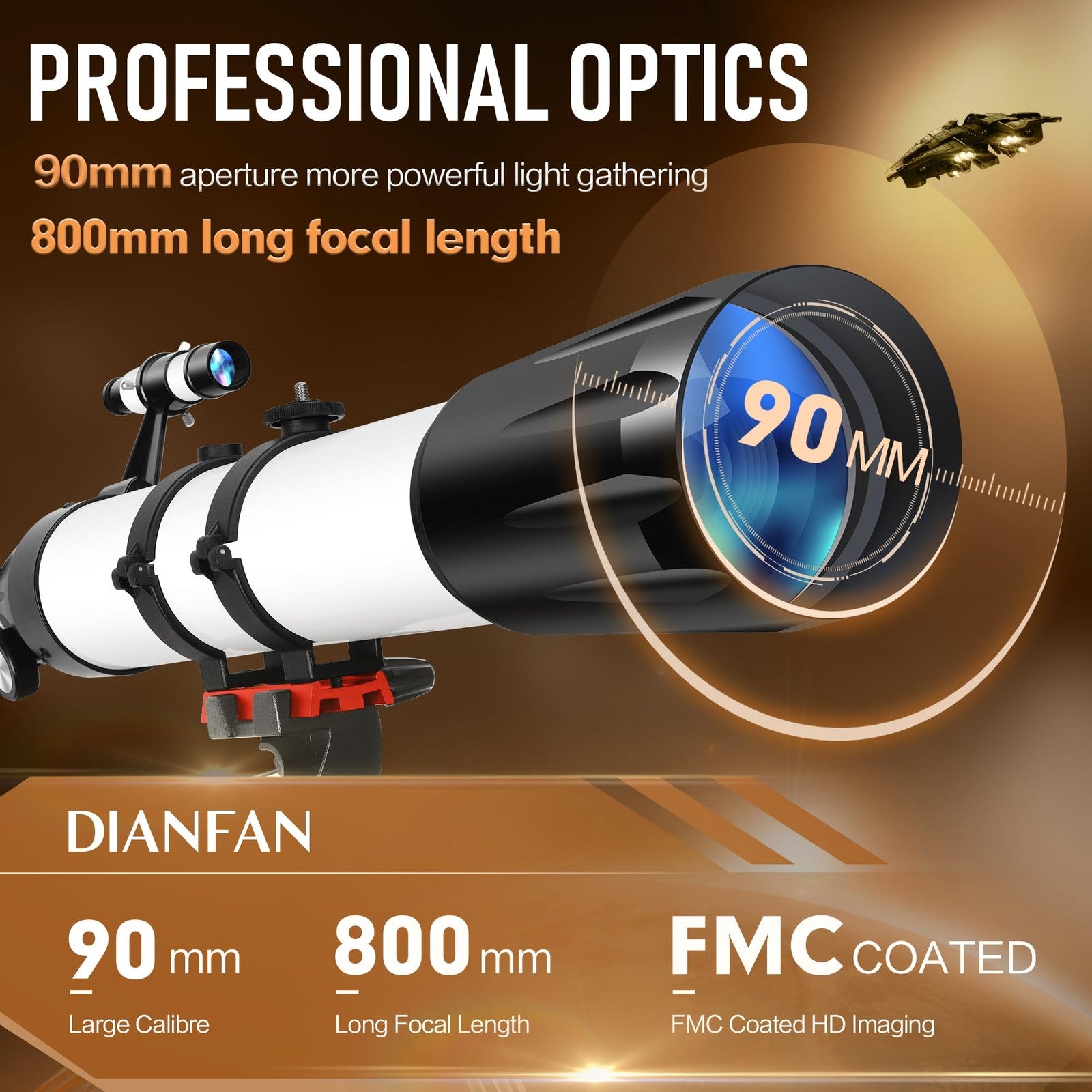 Dianfan Telescope,90Mm Aperture 800Mm Telescopes for Adults Astronomy,Port