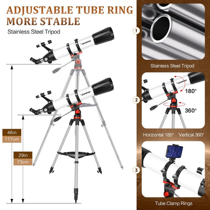 Dianfan Telescope,90Mm Aperture 800Mm Telescopes for Adults Astronomy,Port