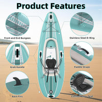 1-Person Inflatable Kayak with Drop-Stitch Floor, Lightweight, Portable, Durable Solo Kayak for Fishing, Touring, and Recreational Paddling, Blue (HIN Included)