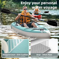 1-Person Inflatable Kayak with Drop-Stitch Floor, Lightweight, Portable, Durable Solo Kayak for Fishing, Touring, and Recreational Paddling, Blue (HIN Included)