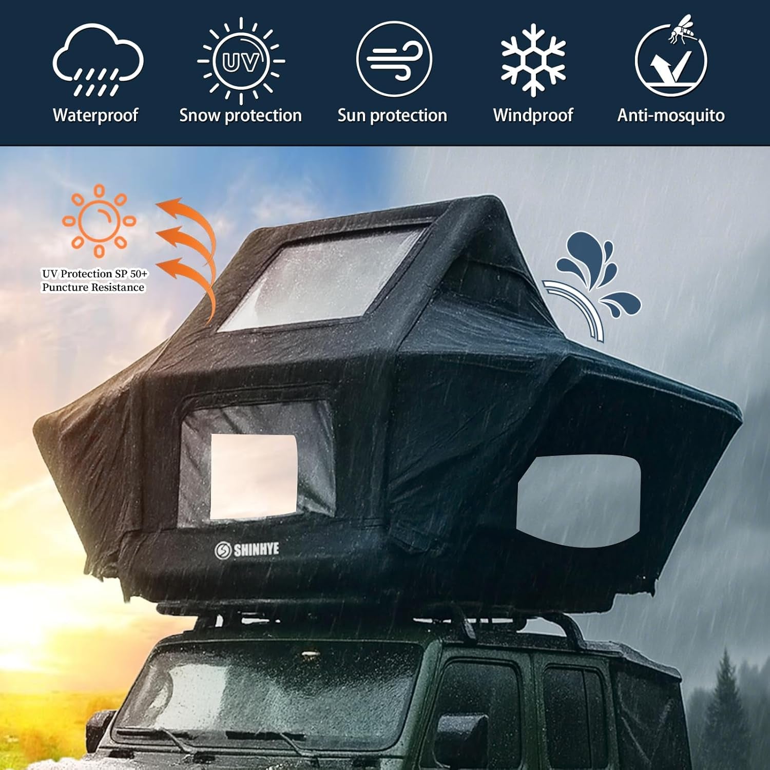 Rooftop Tent Hard Shell, Roof Top Tent Hardshell for Truck Car Jeep SUV Van, Waterproof Rooftop Tent for Camping