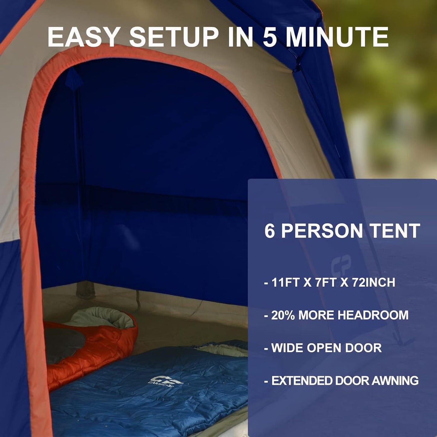 Tents for Camping 2/4/6 Person, Waterproof Windproof Dome Tent