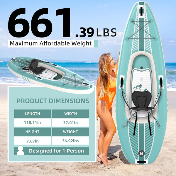 Inflatable Kayak Built for Solo Adventures, Drop-Stitch Floor, Heavy-Duty PVC Construction, Complete Kit