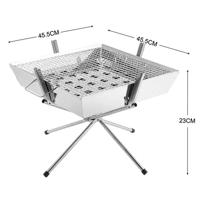 Goture 1pc Portable Stainless Steel Foldable BBQ Grill, 1-2 People Charcoal Stove for Camping Picnic & Outdoor