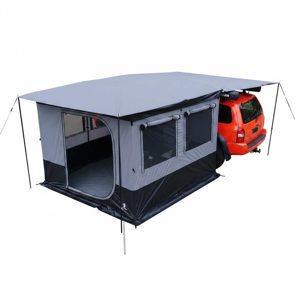 Naturnest 270 Car Awning Plus, Waterproof Windproof Uv-Resistant Retractable Awning with LED Light for Camper, 270 Degree Manual Retractable Side Awnings for Truck, SUV, Jeep, Van - Driver Side