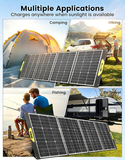 200 Watt Portable Solar Panel, 23.5% High Efficiency 200W Foldable Solar Panel Charger IP67 Waterproof Solar Panel Kit W/Dc XT60 MC4 Anderson Output for Home Farm Camping RV Power Station