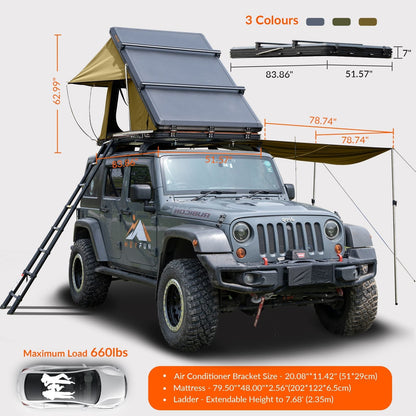 Adventurer Plus Rooftop Tent Hardshell with Side Awning
