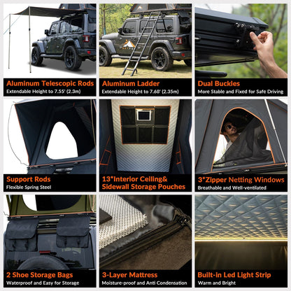 Adventurer Plus Rooftop Tent Hardshell with Side Awning
