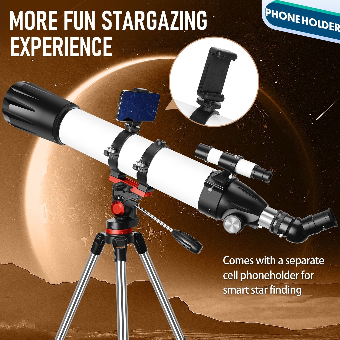 Dianfan Telescope,90Mm Aperture 800Mm Telescopes for Adults Astronomy,Port