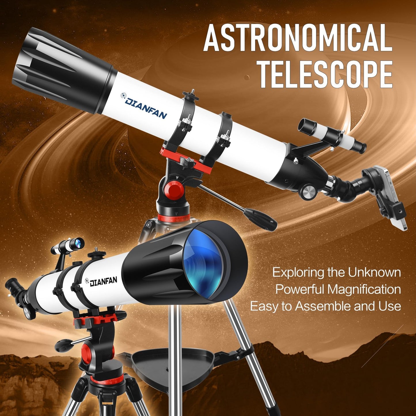 Dianfan Telescope,90Mm Aperture 800Mm Telescopes for Adults Astronomy,Port