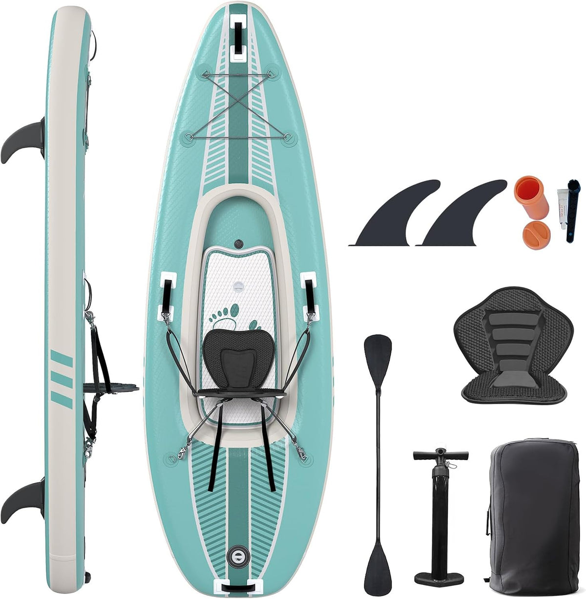 1-Person Inflatable Kayak with Drop-Stitch Floor, Lightweight, Portable, Durable Solo Kayak for Fishing, Touring, and Recreational Paddling, Blue (HIN Included)