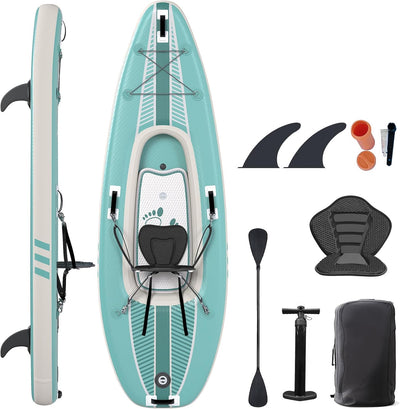 Inflatable Kayak Built for Solo Adventures, Drop-Stitch Floor, Heavy-Duty PVC Construction, Complete Kit