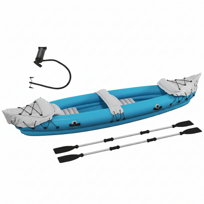 Inflatable Tandem Kayak Built for Adventures, 2-Person Capacity, Aluminum Paddles, Complete Repair Kit