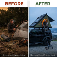 Naturnest Rooftop Tent Hard Shell, Easy Set up Pop up Tent for 2 Person Camping, Waterproof Uv-Resistant Blackout Privacy 4 Season Tent for Truck, Jeep, SUV, Van, Trailer - Polaris 2 — Before & After